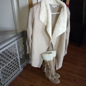 Women's JustFab Tan Cardigan & Boots 👢